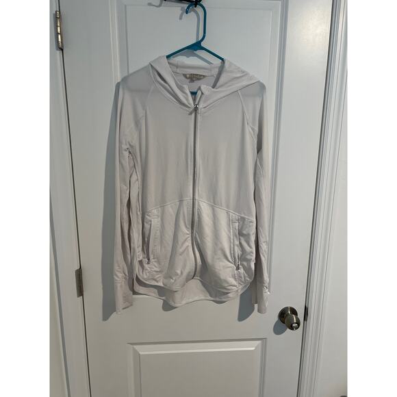 Athleta Women’s White Performance Zip-Up Jacket with Hood – Size Medium - Picture 1 of 7